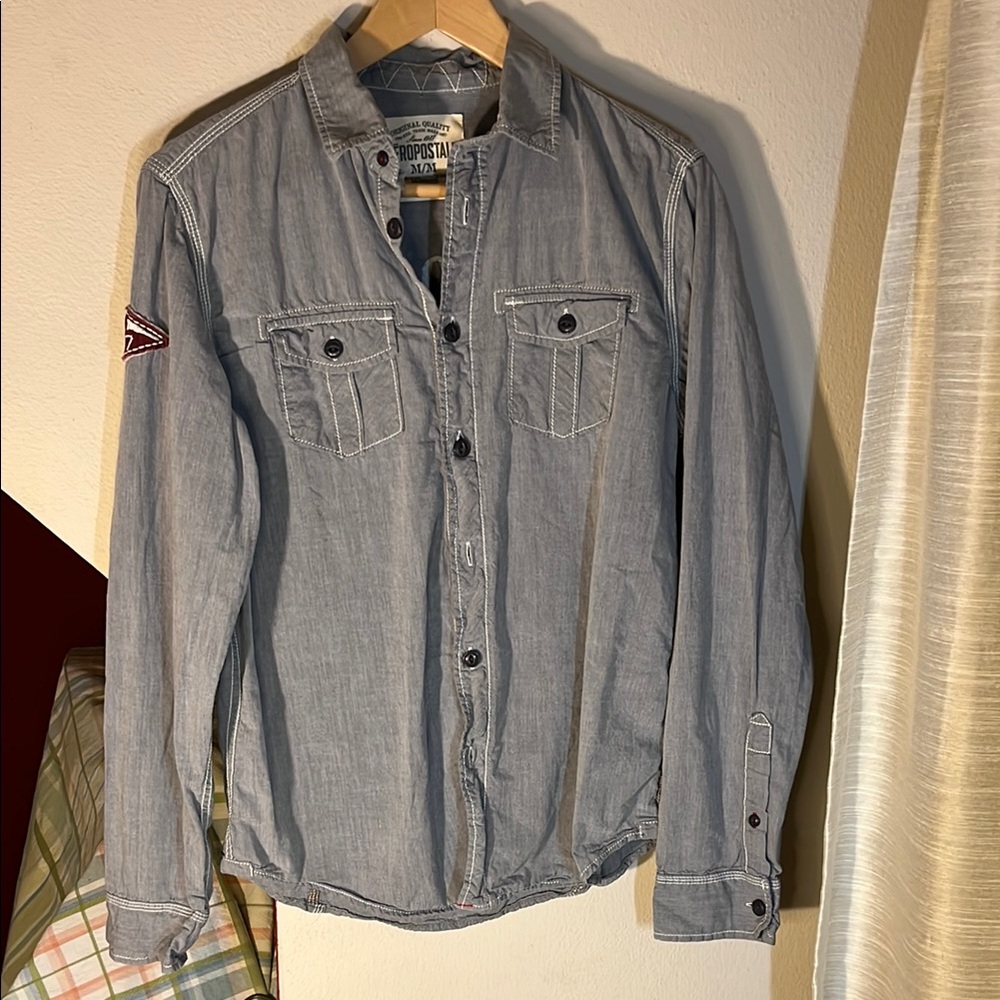 Aeropostale Y2K Chambray Long Sleeve Button Orig Brand Shirt‎ M